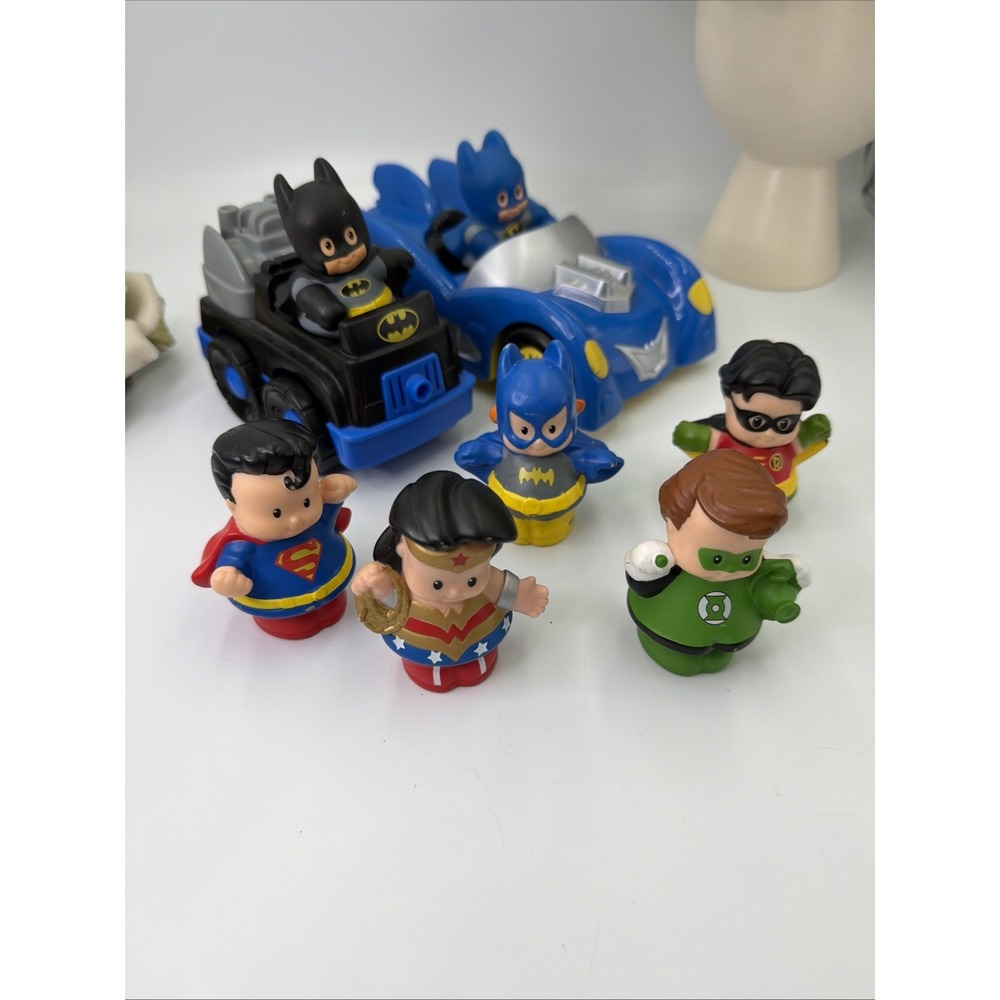 Fisher Price Little People Batmobile Heroes DC Super Friends Batman Superman Lot
